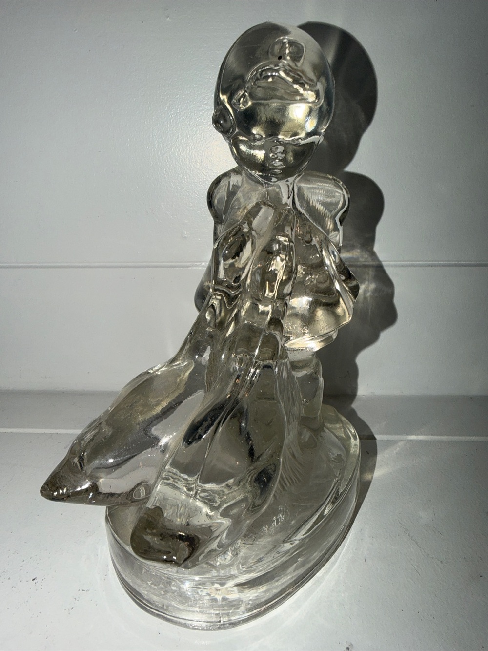 Vintage LE Smith Glass Girl and Goose Decorative Figurine